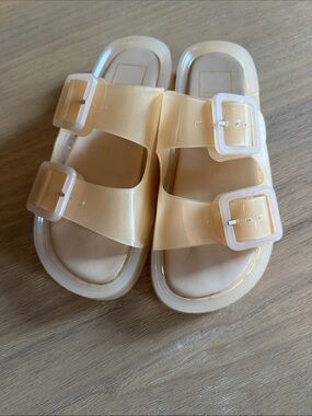 Dolce Vita Cream Jelly Double Buckle Slide Sandals